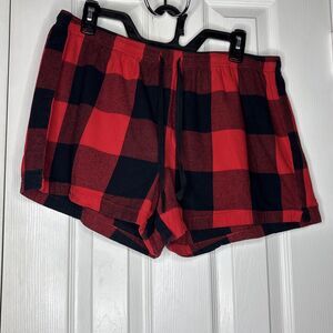 Dip Women’s XL Red Black Buffalo Plaid Sleepwear Shorts Lounge Pajama